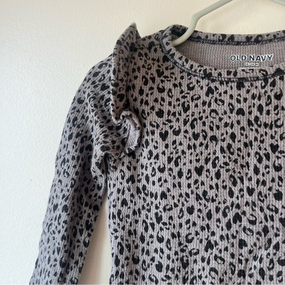 🌼 5/$25 Old Navy Baby Girls Bodysuit 18-24M Leopard Print Long Sleeve Ruffle - Picture 4 of 8